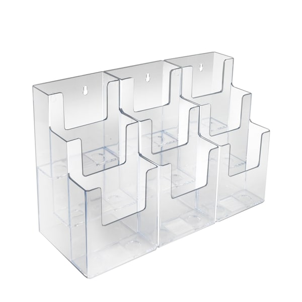 Three-Tier Nine-Pocket Trifold Brochure Holder, PK2